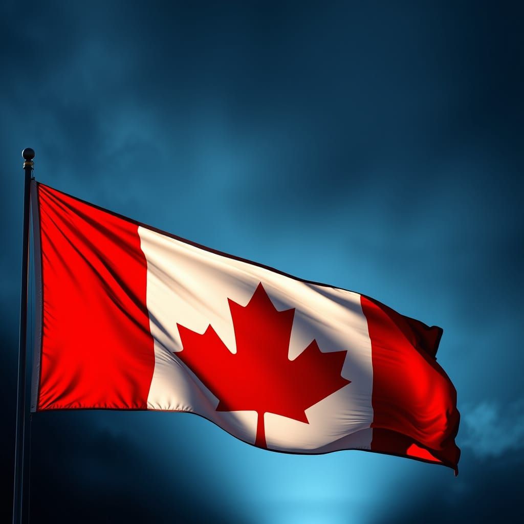 Epic Canada Flag in Dramatic Lighting