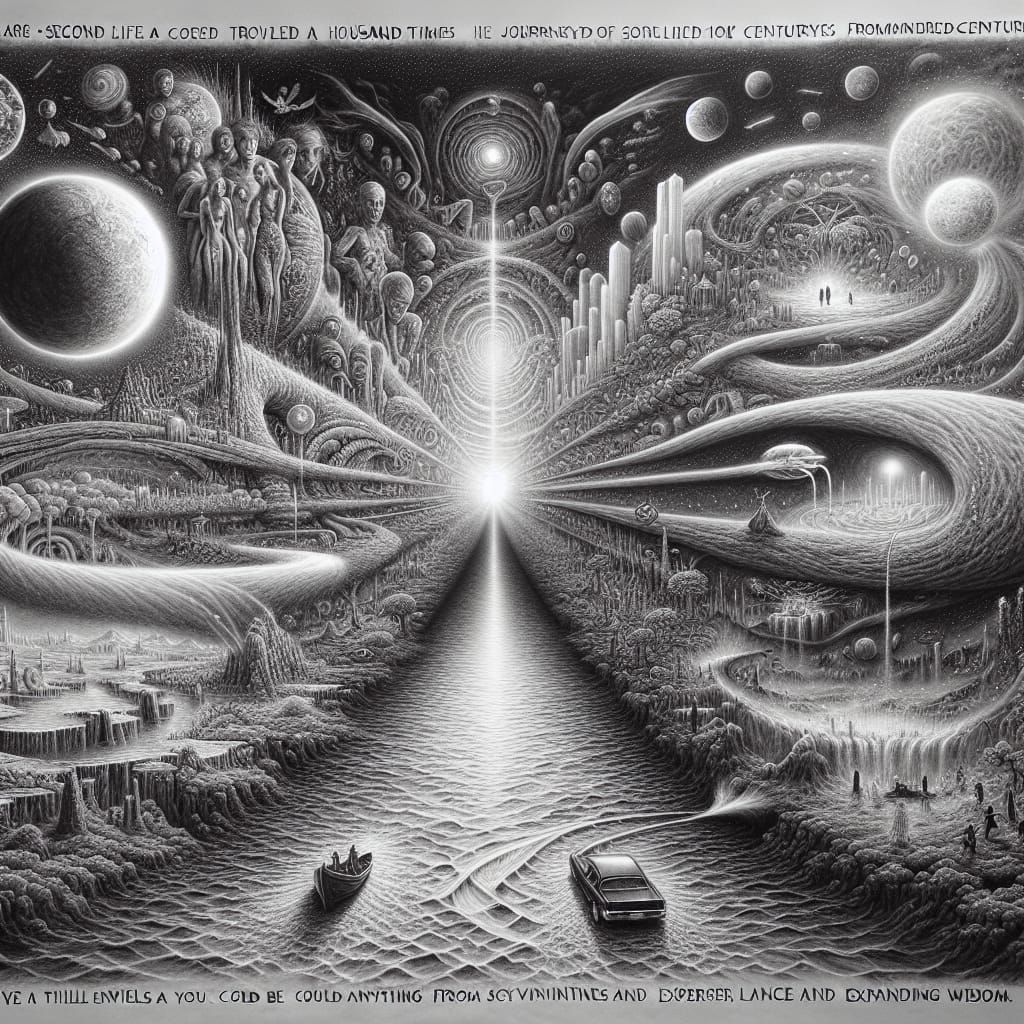 Charcoal Drawing of a Journey Through Reincarnation