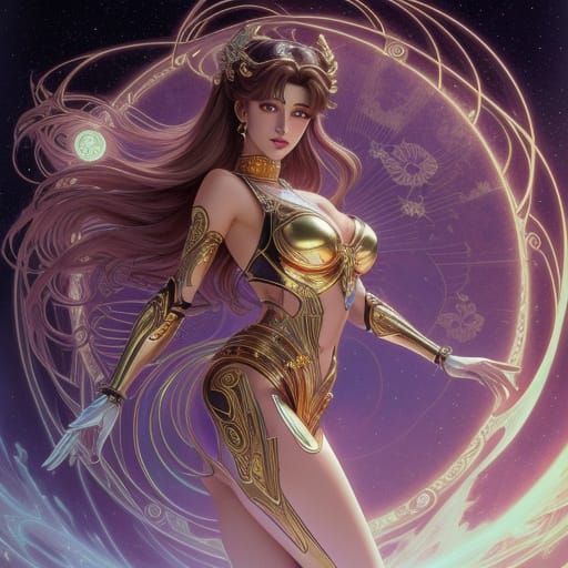 Sailor Moon in Dreamlike Sci-Fi Landscape