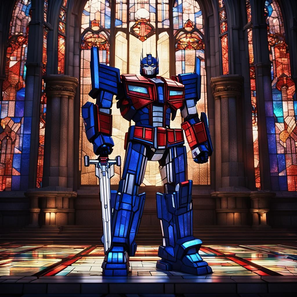Optimus Prime in Stained Glass Castle