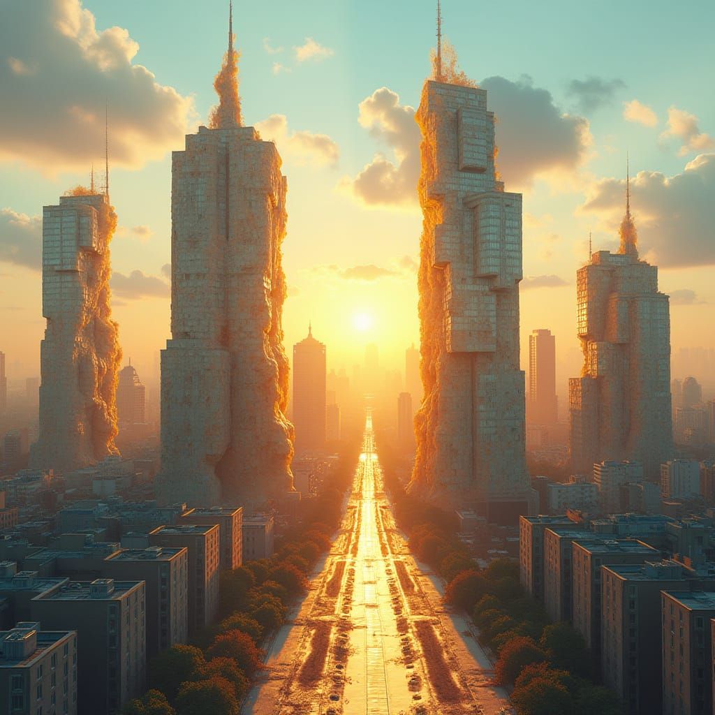 Wax Skyscrapers Melting in Summer Heat