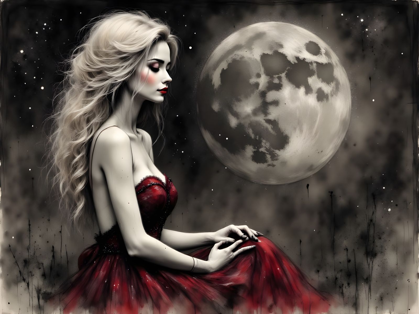 Norse Goddess in Charcoal Sketch Style