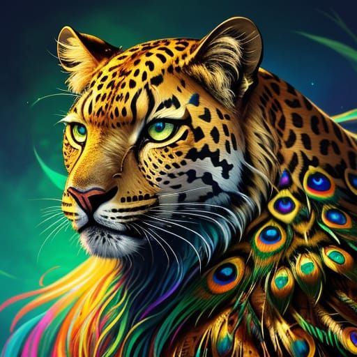 Leopard and Peacock Fusion Concept Art