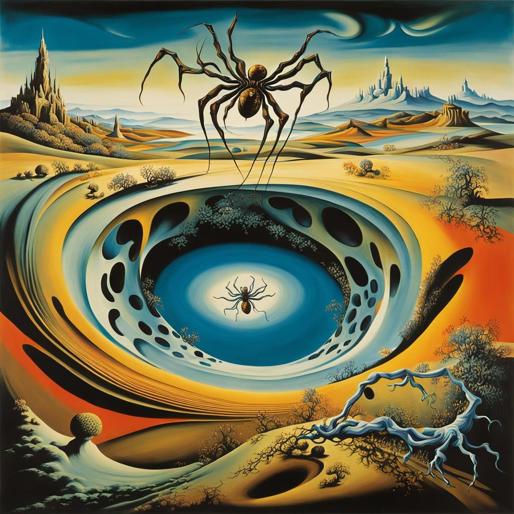 Surreal Landscape with Elastic Flora and Winged Fairy