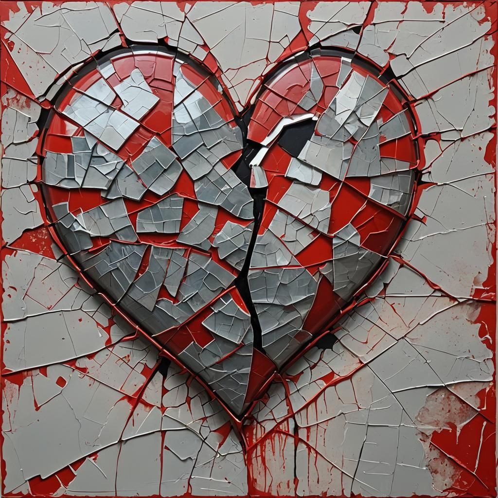 Abstract Red Heart Reinforced with Tape