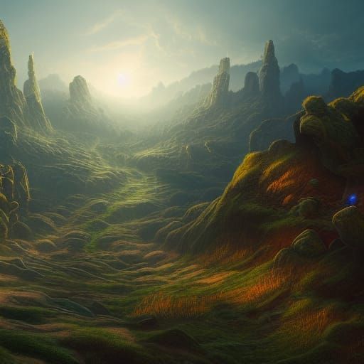 Fantastical Hill Runner in Detailed Matte Painting