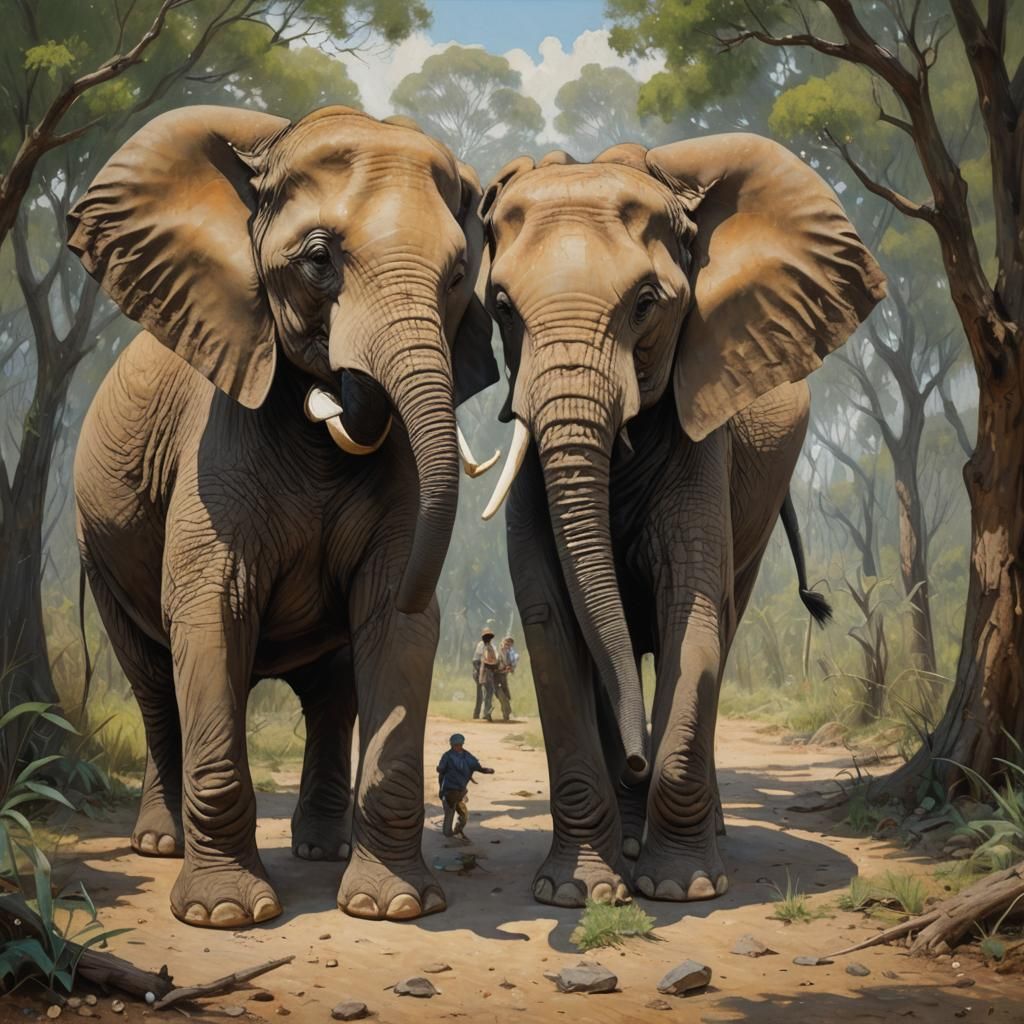 Elephant Cheetah Hybrid in Oil Painting Style