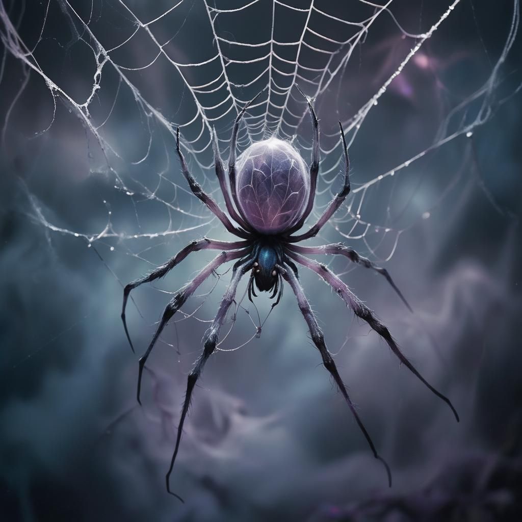 Ghost Spider in Web: Dark Fantasy Art