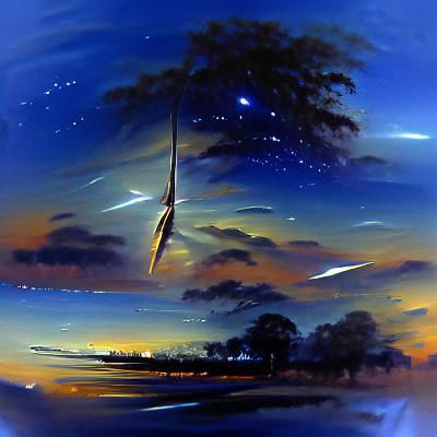 Night Sky Shooting Star Oil Painting