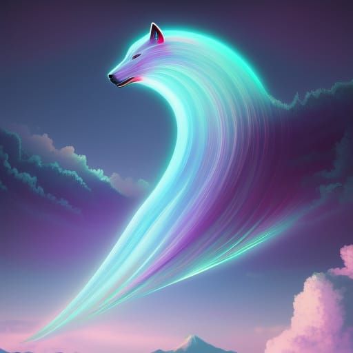 Wolf Elemental Digital Art in Art Deco Style