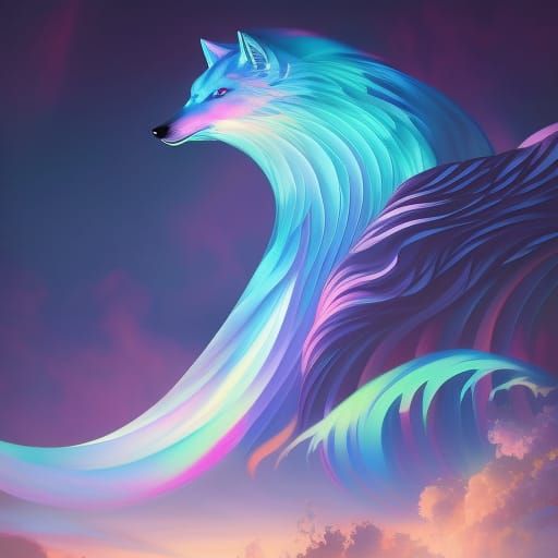 Glowing Wolf Elemental in Digital Art Style