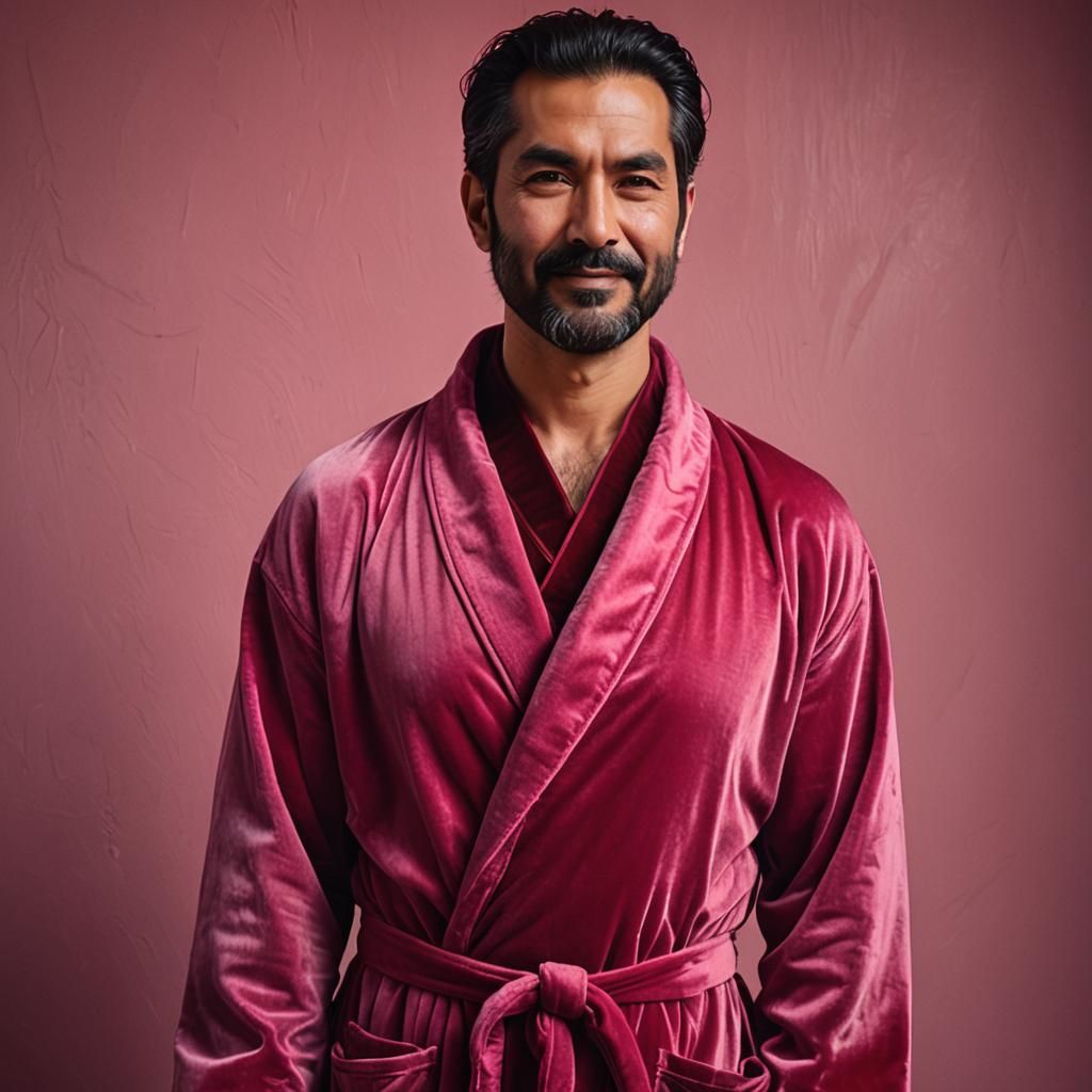 Expressionist Portrait of Man in Red Velvet Bathrobe