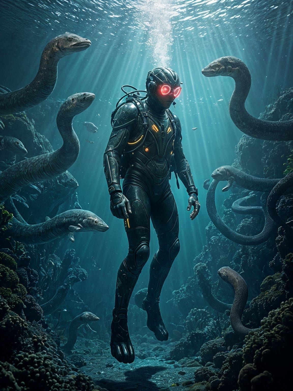 Bioluminescent Eels Light Up Deep Sea Trench