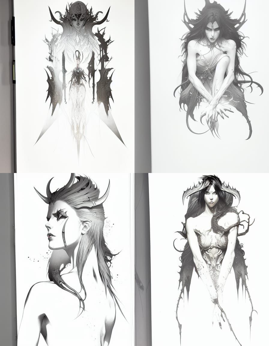 Hyperdetailed Demon Lady Concept Art in Dark Fantasy Style