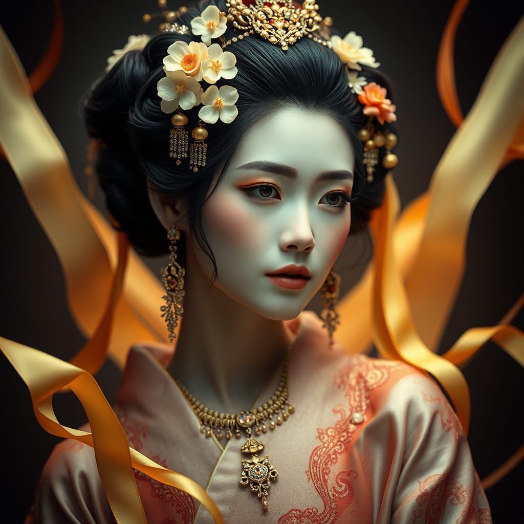 Japanese Fantasy Princess in Hyperrealistic Photorealistic S...