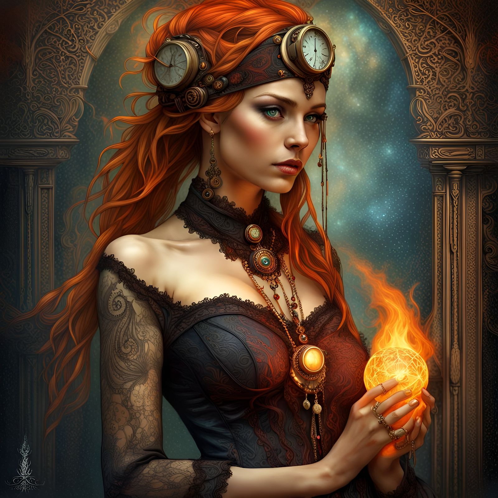 Vajrayana, pyrokenetic steampunk demigoddess.