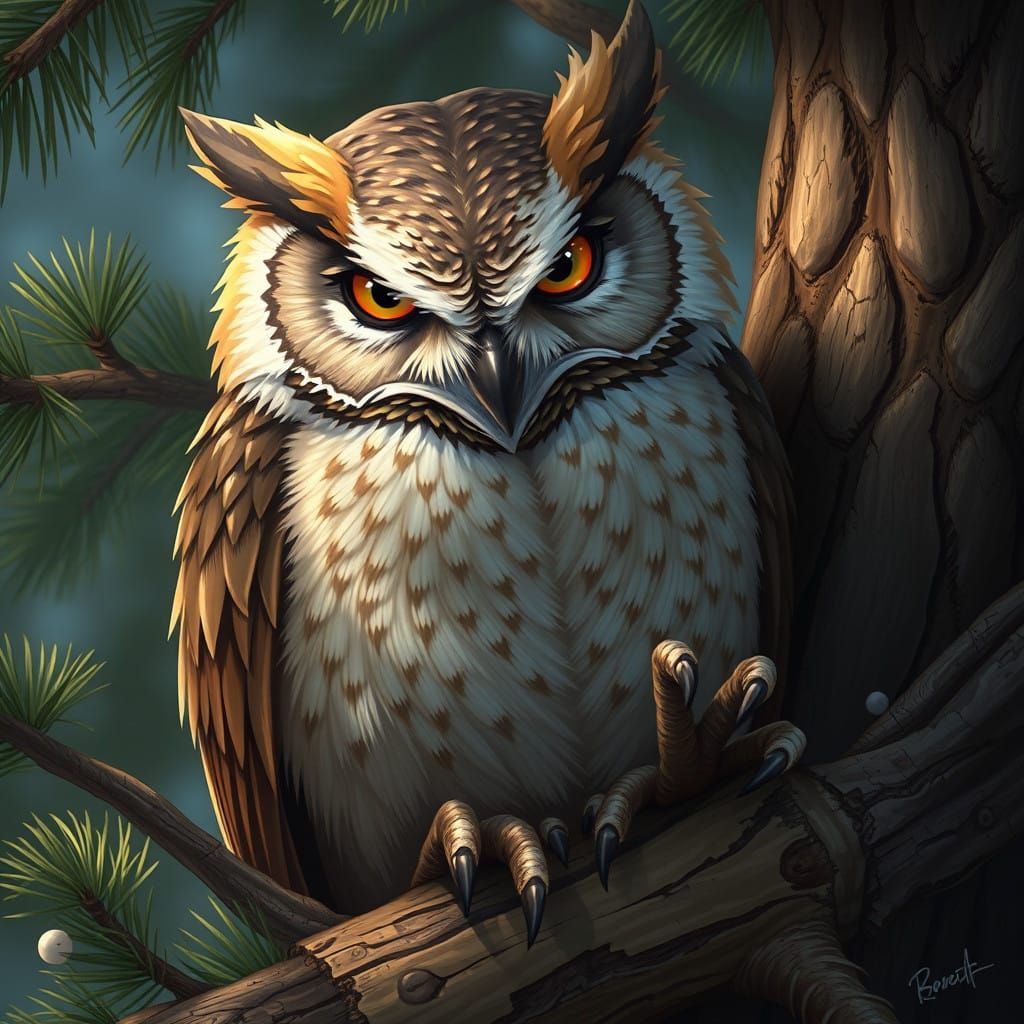 Sour Owl Seeks Revenge in a Fiery Fir Tree Sanctuary