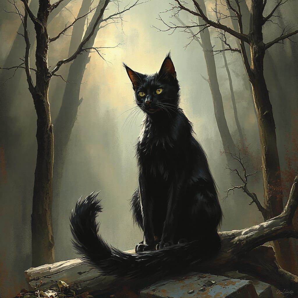 Sinister Cat in Dark Fantasy Style