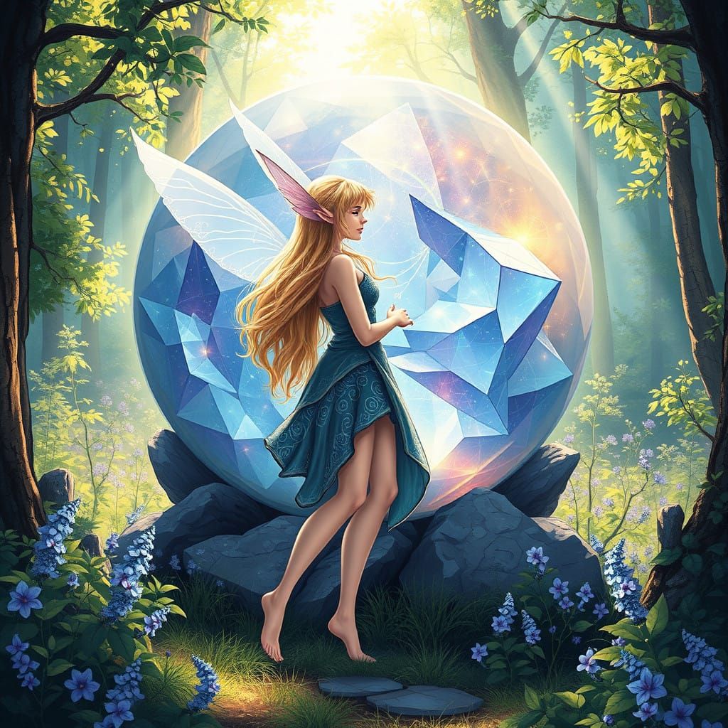 Ethereal Elf Princess in Cosmic Holographic Realm