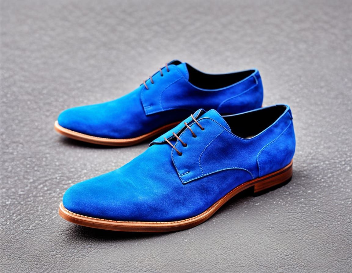 Surreal Blue Suede Shoes in Watercolor Style