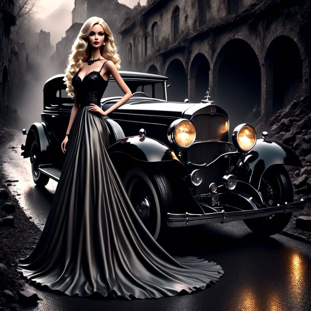 Monochrome Portrait of Woman with Beretta, 1920s Style