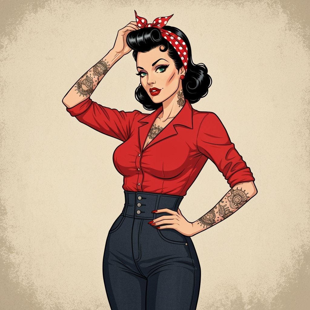 Rockabilly Pinup with Hourglass Figure in Vintage Style