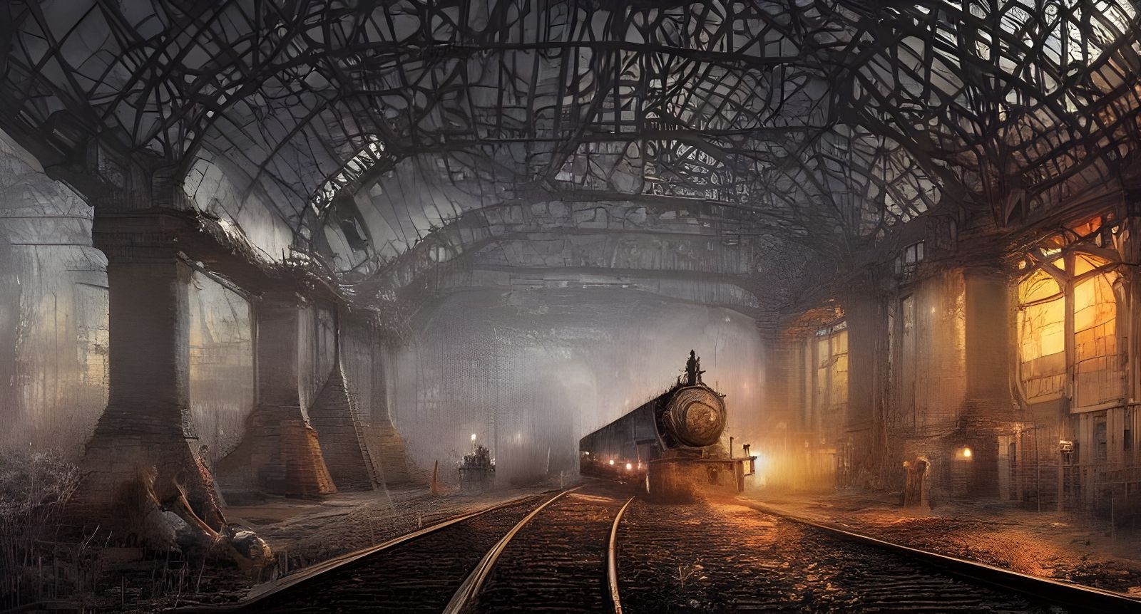 Victorian Railroad Station: Detailed Matte Painting