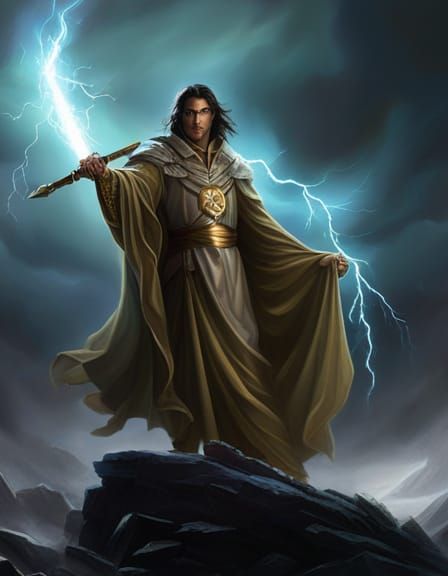 Ghost Warrior with Golden Sword Digital Painting