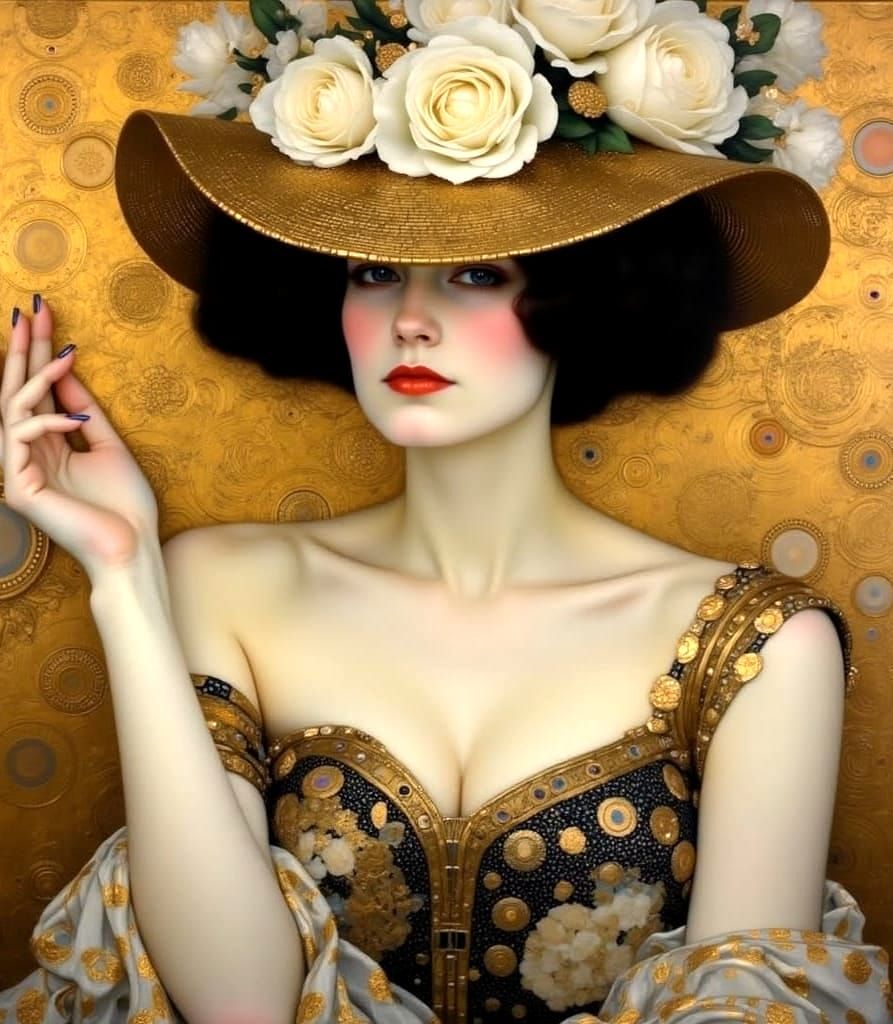 Gatsby Lady with Roses: 1920s Style Portrait