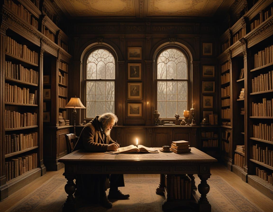 Elegant Study in a Vintage Library