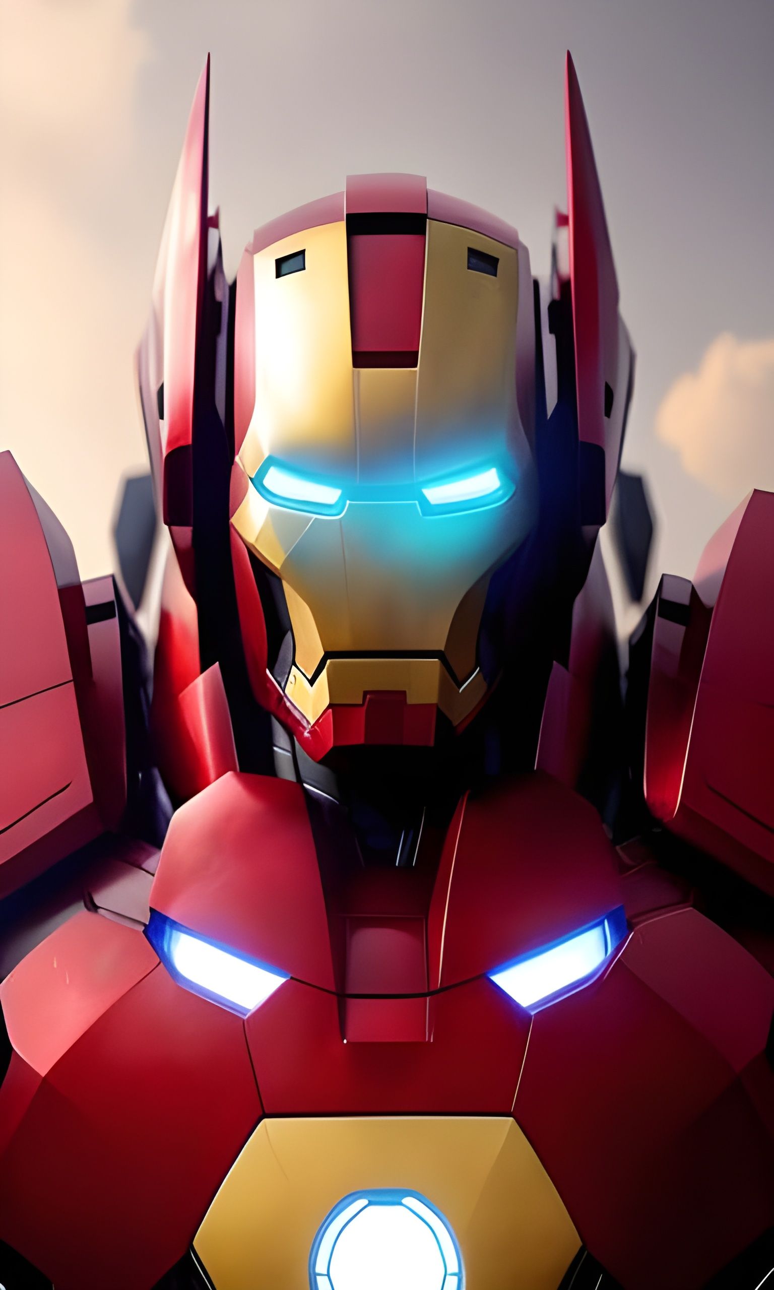 HD HQ intricate elaborate ethereal hyperdetailed masterpiece portrait of an epic Optimus Prime as mecha Iron man