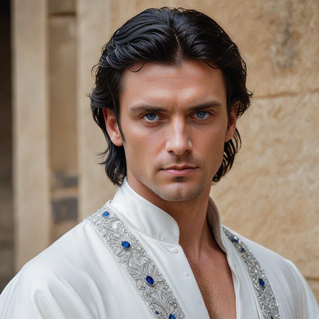 Portrait of a Man with Fiery Hair and Blue Eyes