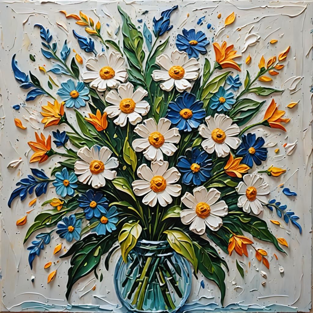 Abstract Impasto Painting with Heavy Texture