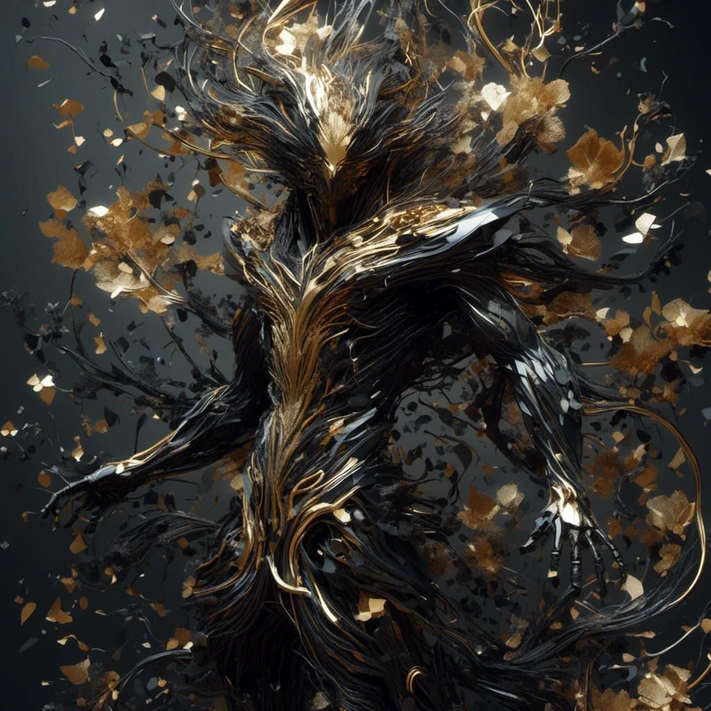 Geometric King in Cubist Style with Gold Accents