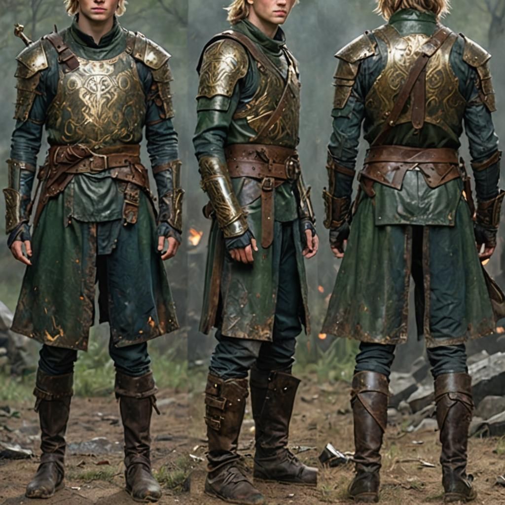 Fantasy Portrait: Blond Boy Warrior in Cellar