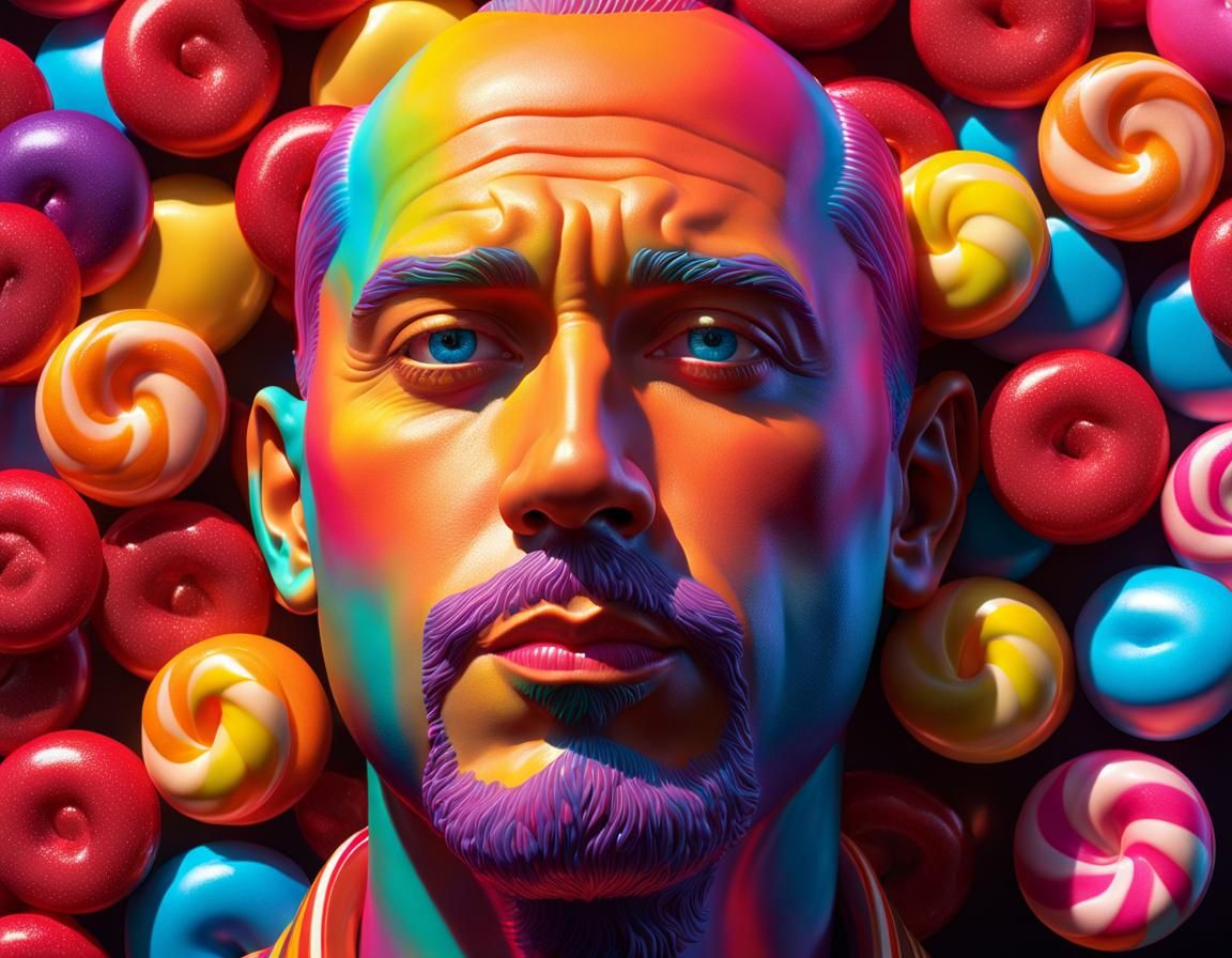 Hyperrealistic Candy Man Portrait in Digital Art Style
