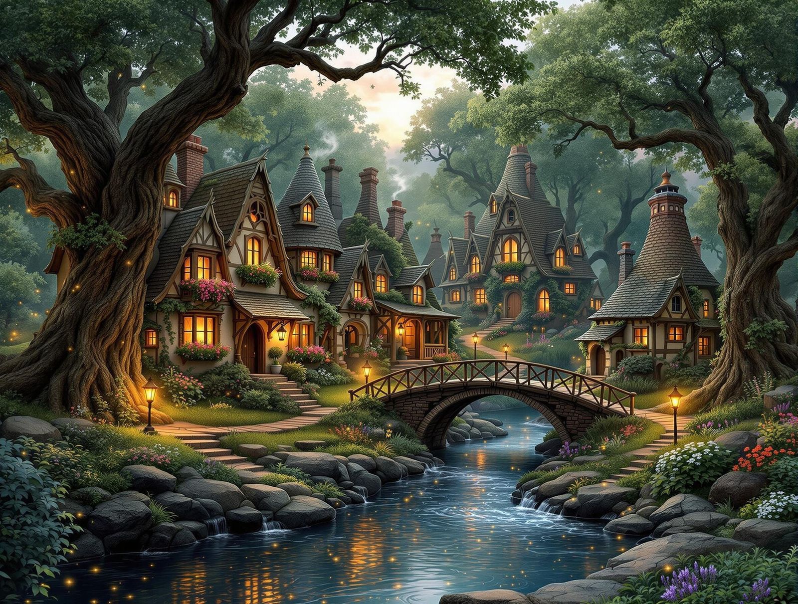 Enchanted Fairy Village at Magic Hour