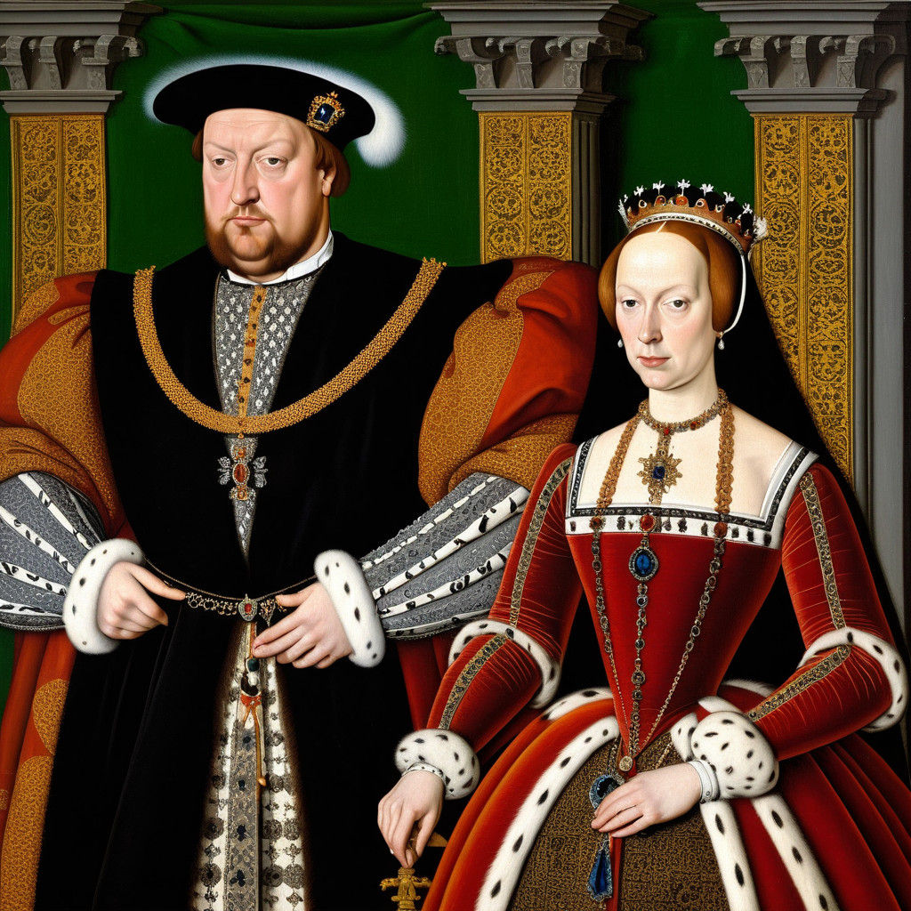 Henry the VIII and His Queen, in Oil on Canvas