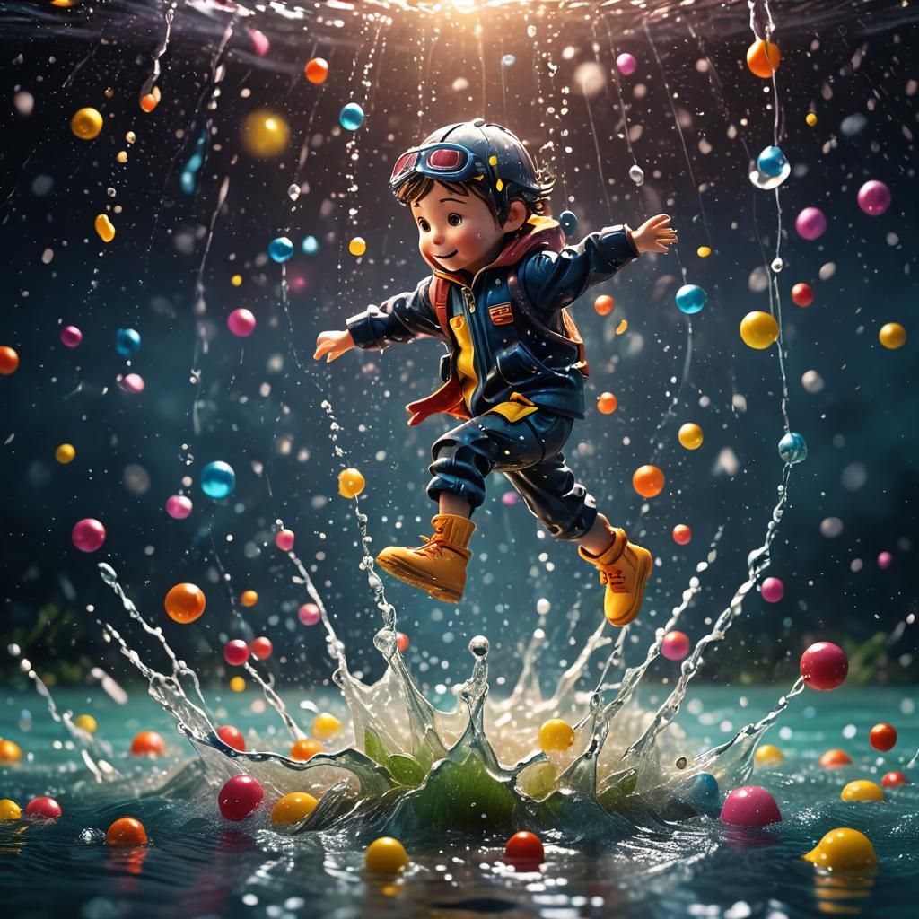 Vibrant Toy's Glowing Jump: Hyperrealistic Fantasy Art