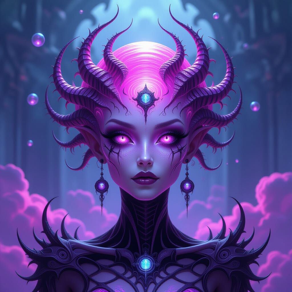 Gothic Alien Woman with Luminescent Skin