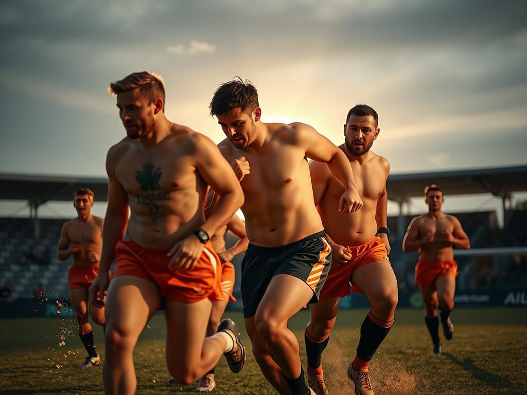 Hyperrealistic Rugby Players in Action