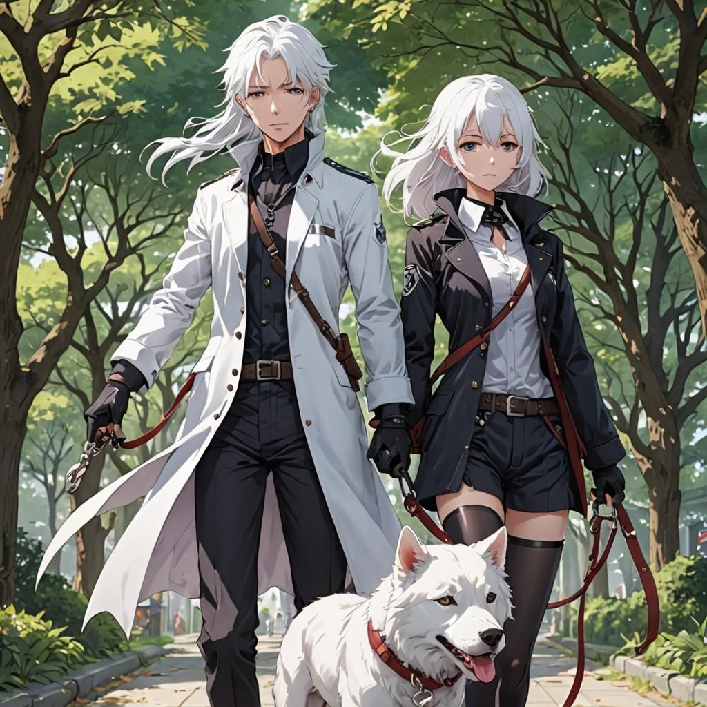 Anime Style Woman with Man on Leash