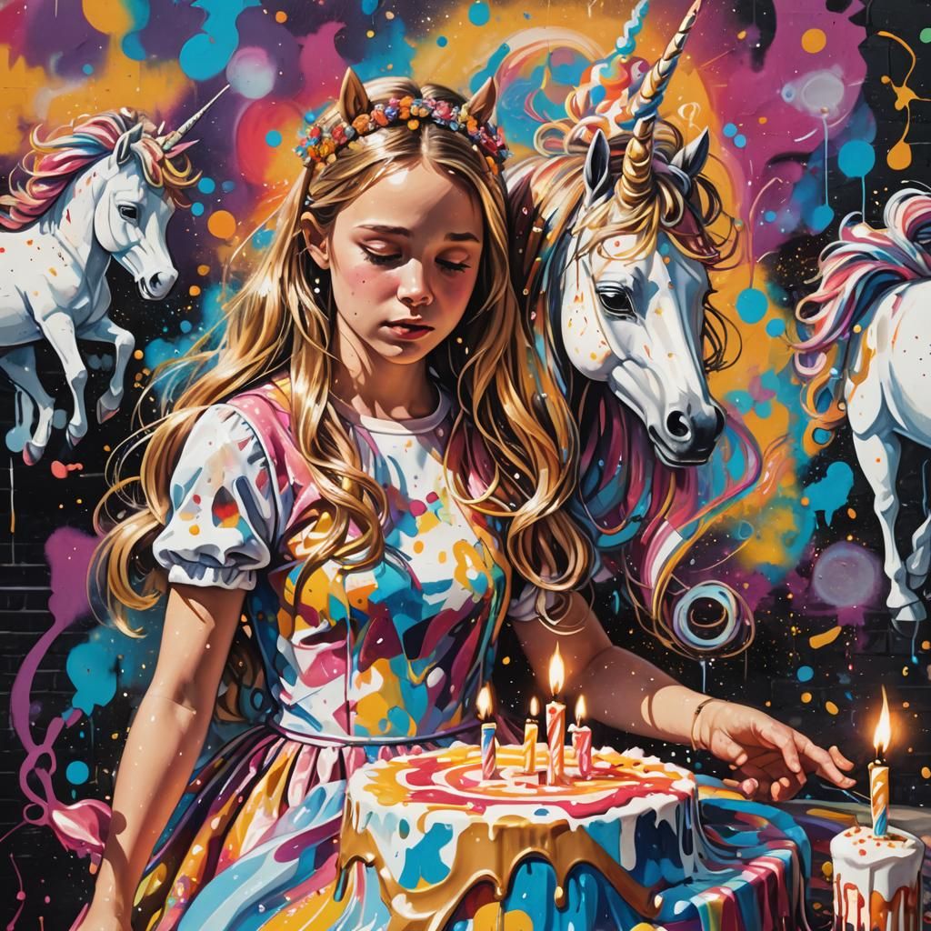 Princess Birthday in Vibrant Street Art Style