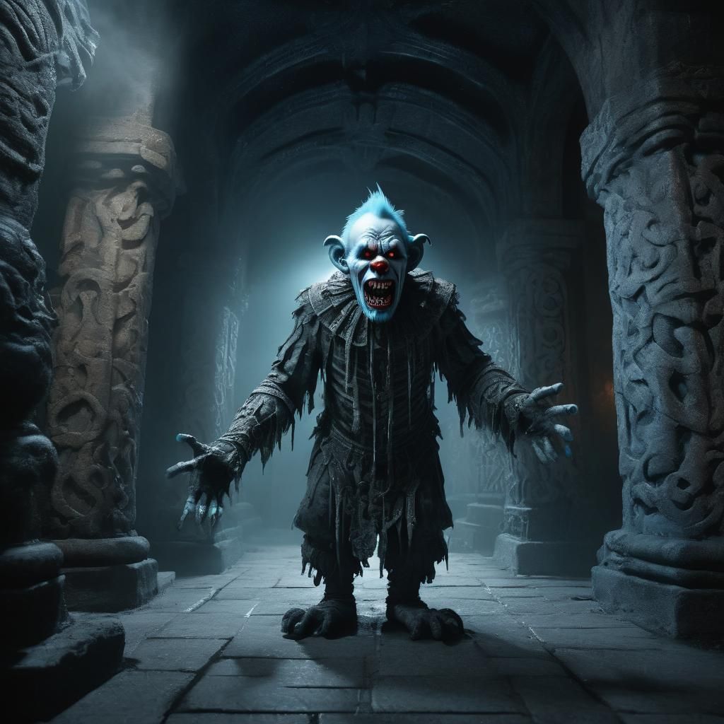 Zombie Monkey Clown in Celtic Dungeon