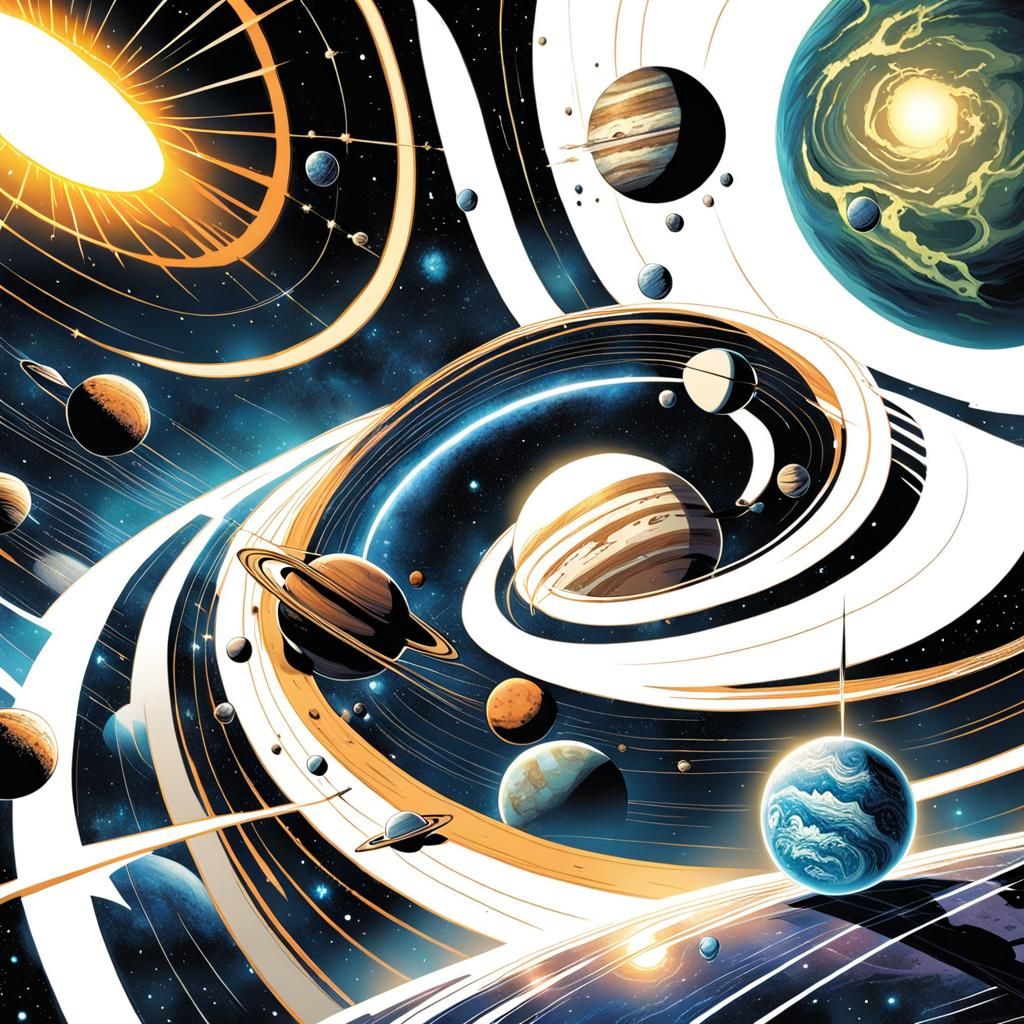 Solar System in Comic Book Art Style