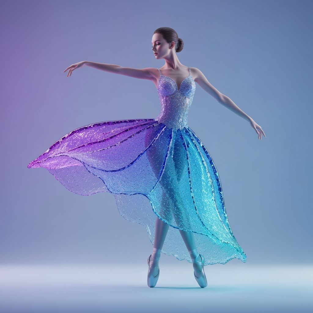 Glass Flower Dancer in Gradient Wave Dress