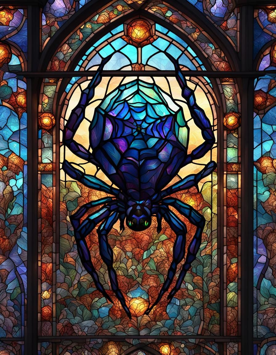 Intricate Stained Glass Spider: Fantasy Concept Art