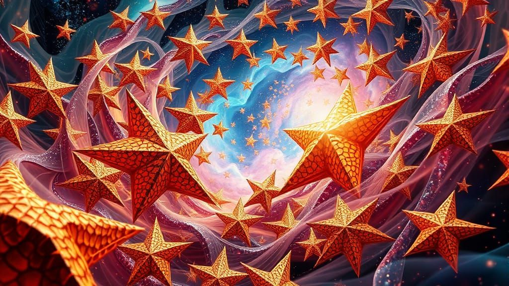 Cosmic Dance of Iridescent Stars