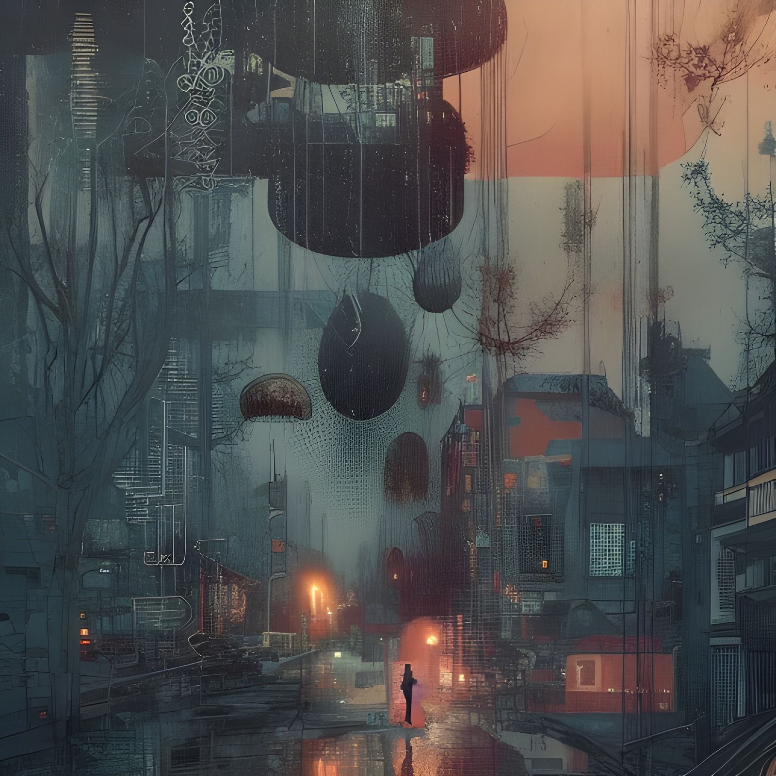 Driving Rain: Intricate Matte Painting Album Cover