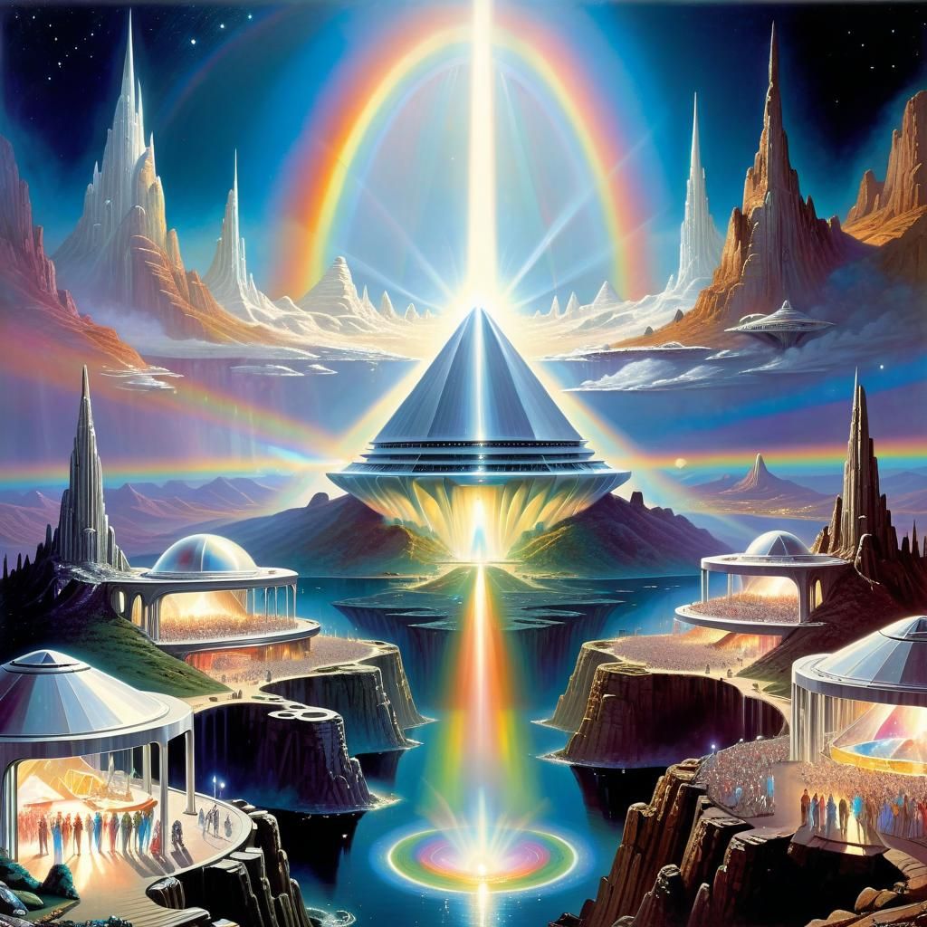 Extraterrestrial Dance Party in Futuristic Temple